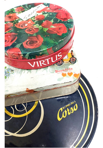 4 Antiguas Latas Galletitas Bombones Vintage Bonafide Corso 