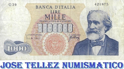 Billete Italia 1000 Liras Año 1962 Mb- Palermo