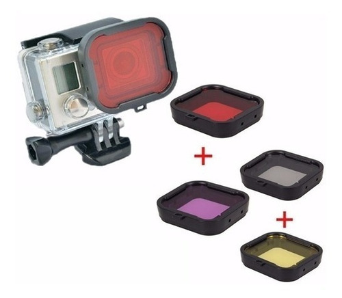 Filtro De Mergulho Kit Com 4 Cores Gopro Caixa De 40 Metros