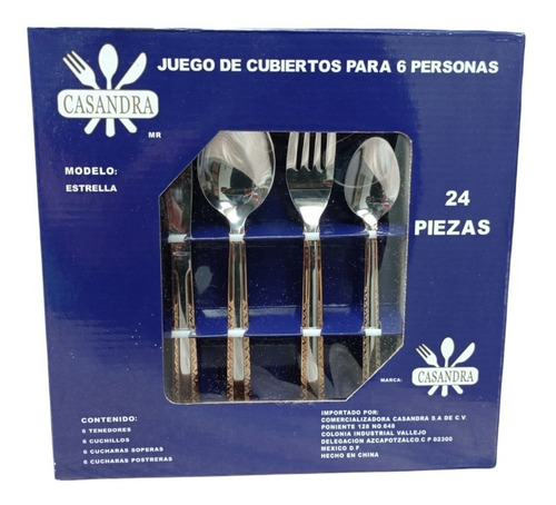 Imagen 2 de 5 de Cubiertos Casandra Acero Inoxidable Para 6 Personas Estrella