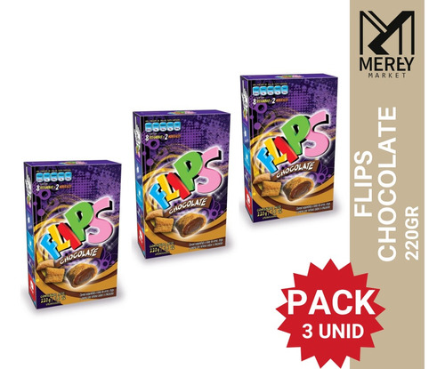 Flips De Chocolate 220gr (pack X3). Mereymarket