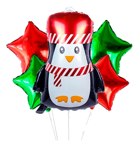 Navidad Globos Pinguino Decoracion Verde Rojo Fin De Año