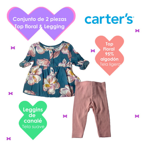 Conjunto Set 2 Piezas Blusa Floral Y Leggin Canale Carters