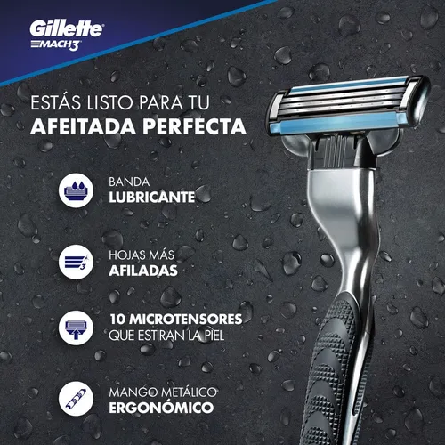 Maquina De Afeitar Gillette Mach3 + 2 Repuestos