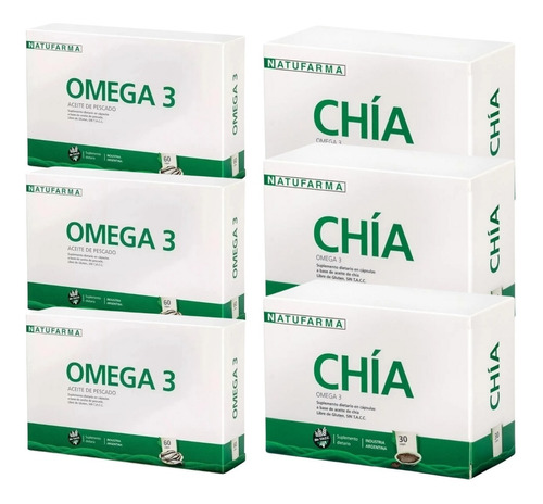 Kit X 3 Cajas Omega 3 X 60 Aceite De Pescado + 3 Chias X 30