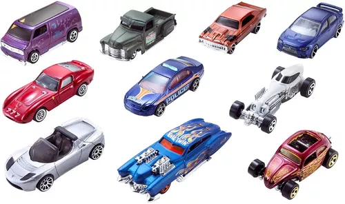 Caixa Com 10 Carrinhos Hot Wheels Sortidos - Mattel C/1 Raro