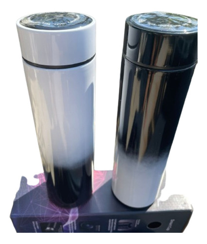 Garrafa Térmica - Aço Inox Com Termômetro Led Digital 500 Ml Cor Branca e Preta