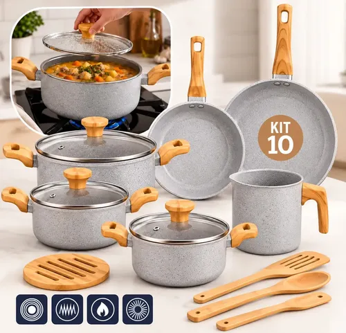 Conjunto de Panelas com 10 Peças Cook Marmol Mimo Style