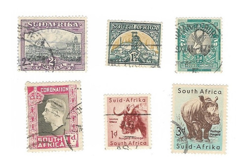 Lt1253. Lote De 6 Sellos De La Union Sudafricana, 1933-1954.