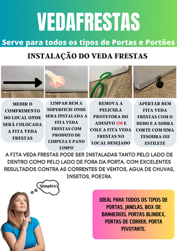 5 Mt Protetor Veda Porta Portão Branco Chuva Bicho 10 Cm Alt