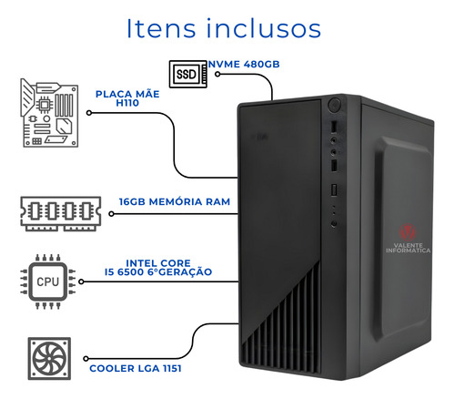 Cpu Pc Intel Core I5 6500 6° Geração, 16gb Ddr4, Nvme 480gb