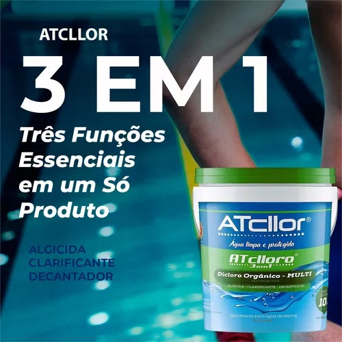 Cloro Atcllor Balde 10kg Para Piscina 3 Em 1