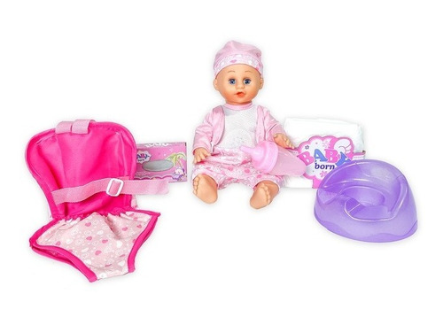 Set Bebe Muñeca Con Canguro Y Accesorios Juguetes Para Niños