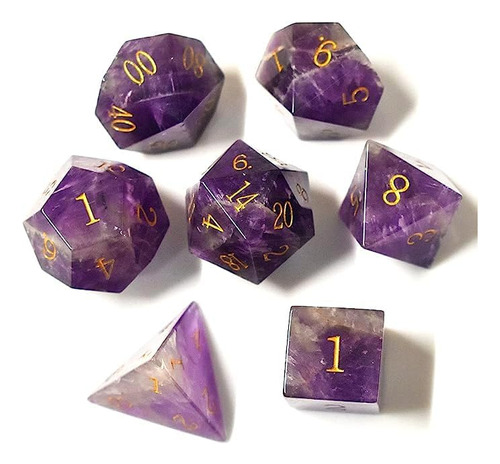 Juego De Dados Dnd De Piedras Preciosas Naturales, 7 Piezas 