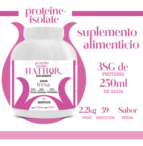 Proteína Hathor Suplemento 2.2kg 75 Servicios Varios Sabores Fresa