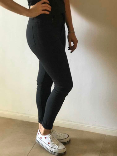 Pantalón Chupin Elastizado De Bengalina De Mujer Tiro Alto