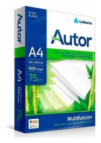 Resma 500 Hojas Papel A4 75gramos Autor