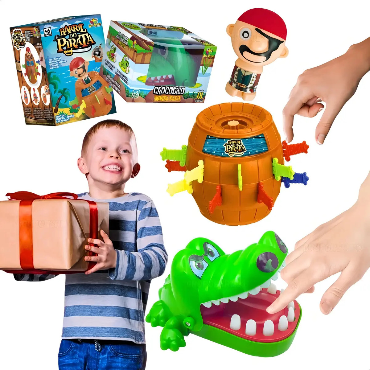 Kit Jogos Barril do Pirata e Crocodilo Morde Dedo GrupoBSRM Clássico