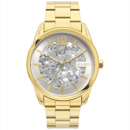 Relógio Feminino Euro Glitz Dourado A Prova D'água Envio 24h