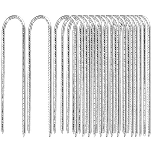 U Shaped Rebar Stakes, 16 Pack 12 Inches Galvanized Ste...