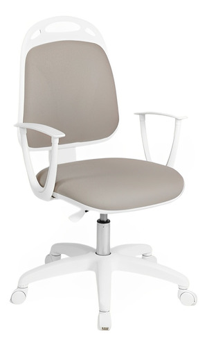 Silla de escritorio Diva ergonómica  beige y blanca con tapizado de marathon