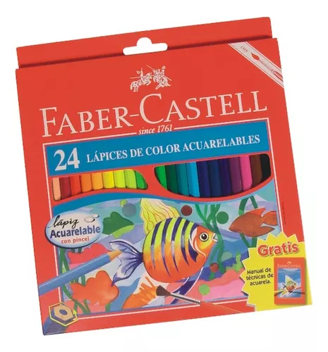 Lapices de Colores Acuarelables Faber Castell x 24 + Sacapuntas + Pincel