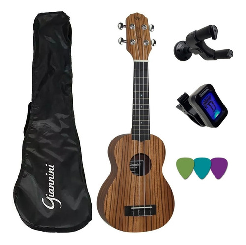 Kit Ukulele Giannini Soprano Zebra Guk 21 + Acessorios!