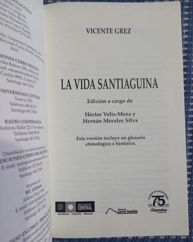 La Vida Santiaguina - Vicente Grez (Usado)