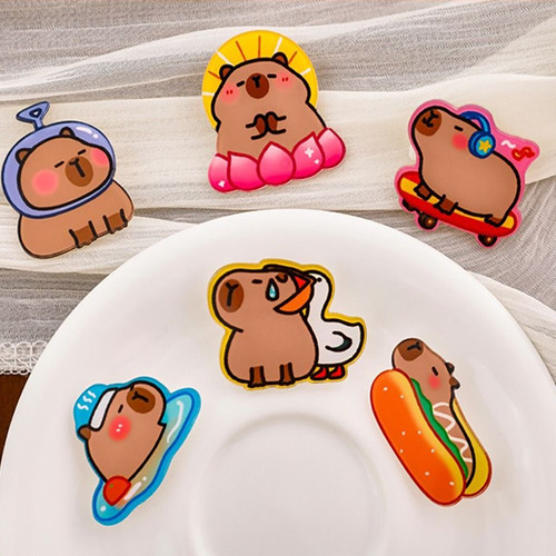 6 Peças De Broche De Capivara, Faça Você Mesmo, Emblema De C