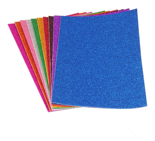 Imagen 1 de 8 de Goma Eva Gibre Gibreada Glitter 60 X 40 Cm X 10 Planchas