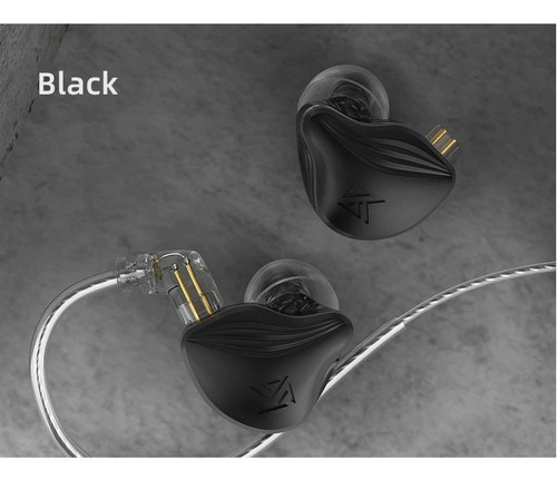 Imagen 4 de 6 de Kz Zex Audifonos Sin Micro + Estuche In Ear Negro Black