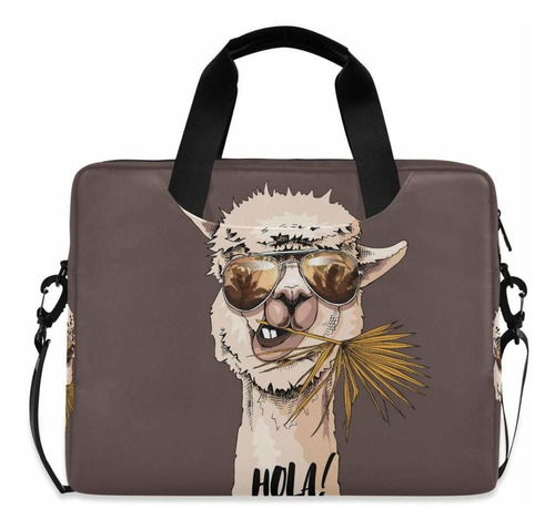 Alaza Dibujado Llama Lente Sol Marron Portatil Bolsa Asa