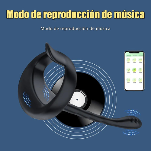 App Control Anillo Pene 2 En 1 Plug Anal Clítoris Vibrador Color Negro