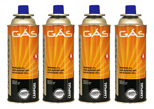 4 Latas Refil Gás Campgas Ntk 227g P/ Fogareiro Maçarico