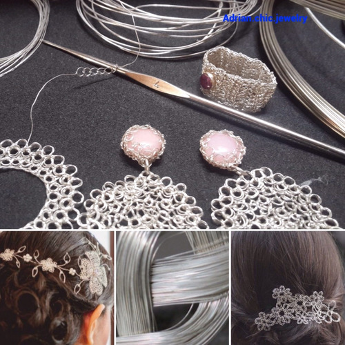 Imagen 3 de 6 de Hilos Metalico Para Tejer A Crochet Ganchillo Joyas De Plata