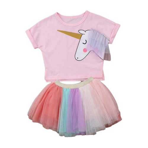 Cojunto De Niña Unicornio, Blusa Y Tutu
