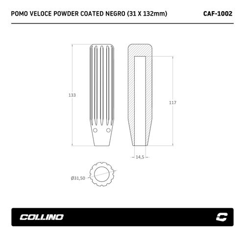 Pomo Palanca Cambios Selectora Aluminio Collino Veloce Negro