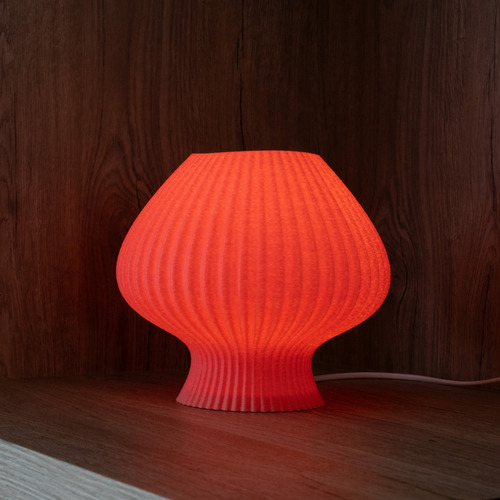 Lampara 3d - Fungi #3 Estructura Rosa Pantalla Rosa