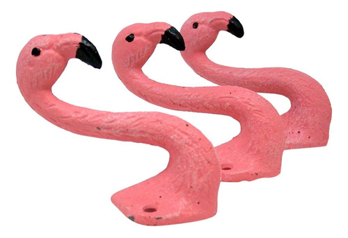Pink Flamingo - Gancho De Pared De Hierro Fundido De 4 Pulga