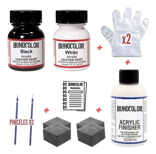 Kit Blanco Negro + Finish Zapatillas Cuero / Tela Etc