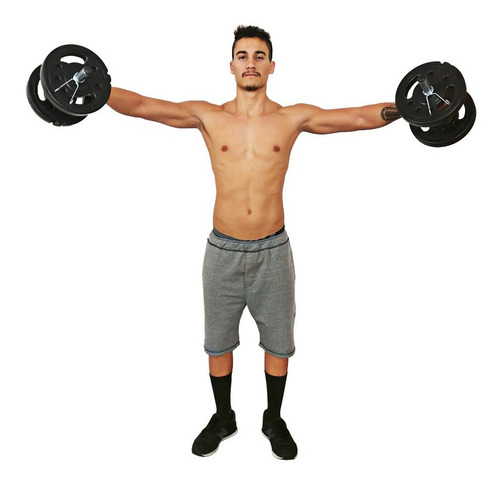 Kit Musculação 2 Barra 40cm + 10kg Anilhas