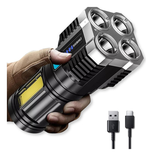 Linterna Led Usb Recargable Alto Alcance 330 Mts 4 Focos