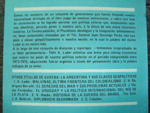 Imagen 2 de 4 de Argentina En Latinoamerica Y En El Mundo * Italo A. Luder *