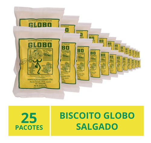Biscoito Globo Salgado, Rio De Janeiro, 25 Pacotes 30g