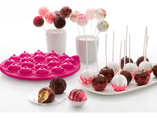 Molde De Silicona Cake Pops Lekue Profesional De 18 Esferas