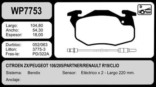Pastillas De Freno Renault 19 89/97