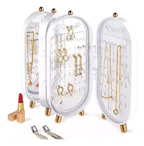 Comprar Alhajero Joyero Organizador De Joyas Accesorios Con Espejo © Color Blanco