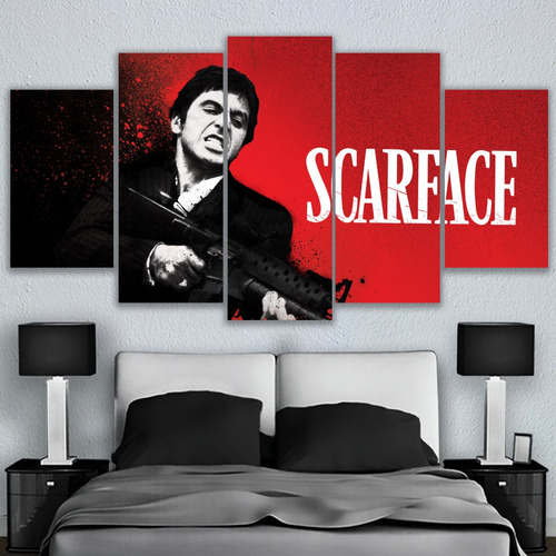 5 Cuadros Decorativos Tony Montana Letras Scarface 150x84cm