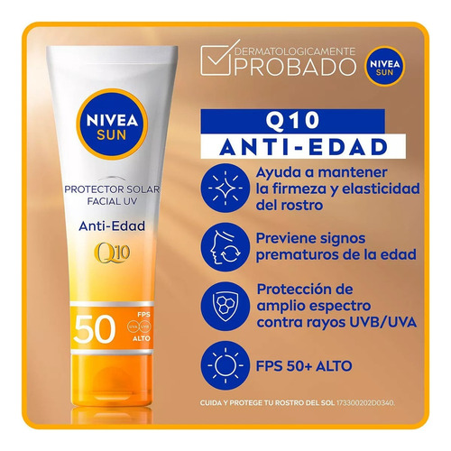Nivea Sun Protector Solar Facial Anti Edad Fps50+ 50ml