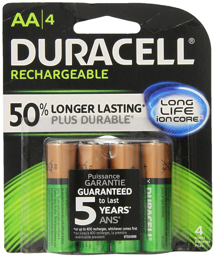 Duracell Recargable Aa Baterías 4 El Envasado De Conte...